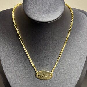 Cynthia Garrett Believe Gold Tone Necklace